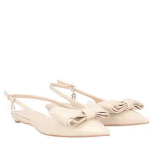 Slingback Charlotte in vernice con fiocco colore beige
