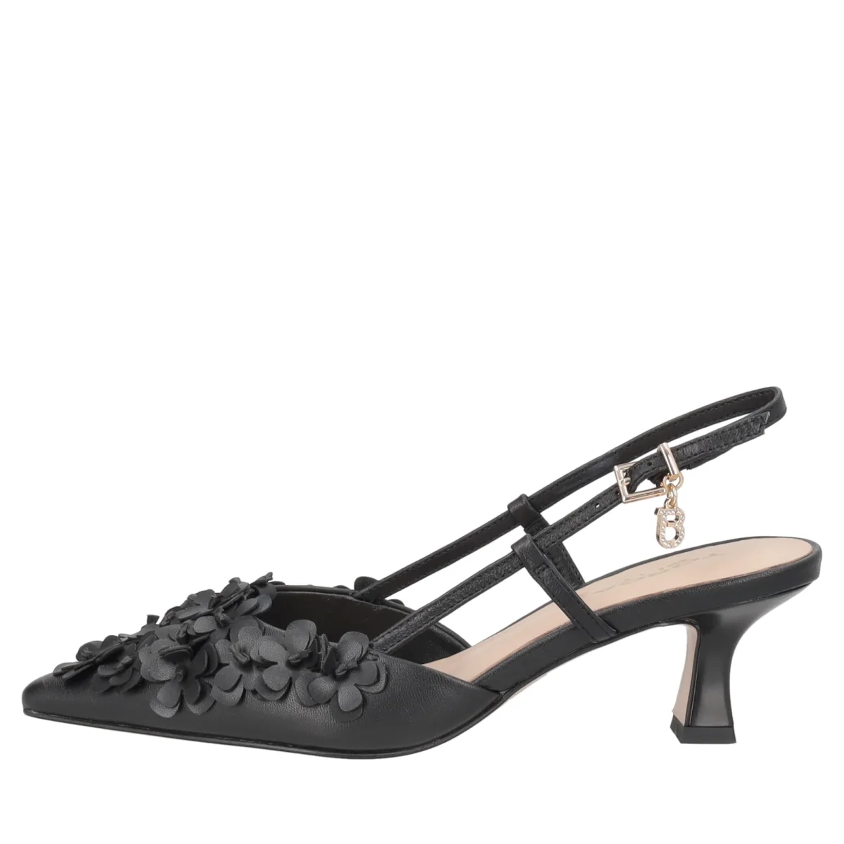 Slingback Doha in pelle con fiori colore nero - immagine 5