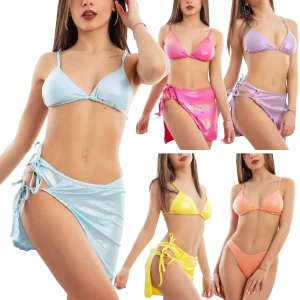 Bikini Donna Pareo Tre Pezzi Triangolo Brasiliana Mb3572