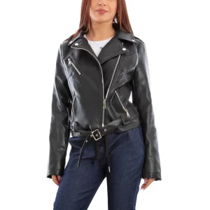 Giacca Donna Finta Pelle Chiodo Giubbotto Vi-16005