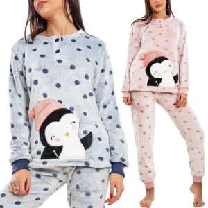 Pigiama Donna Pinguino Peluche Pelliccia Vs-9325